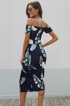 Refined Elegance Black Pattern Midi Dress