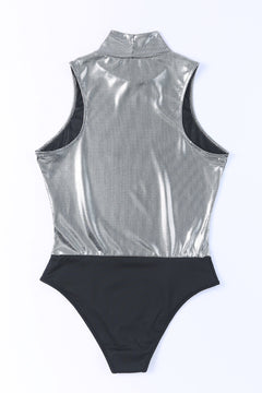 Silver Sparkle High Neck Bodysuit