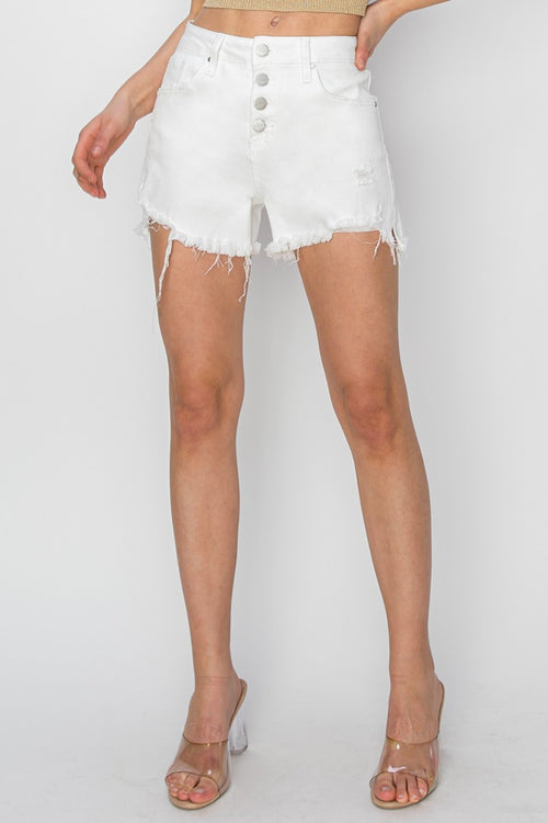 Chic Risen Frayed Hem Denim Shorts