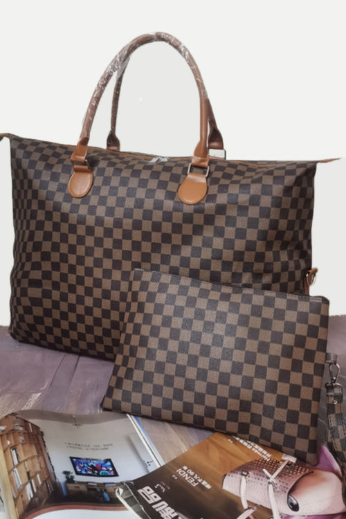 Luxe & Organised Plaid PU Leather Tote 🎭