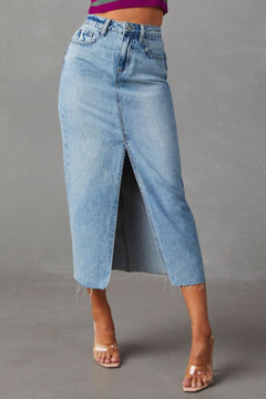 Effortlessly Chic Midi Denim Skirt: Your Essential