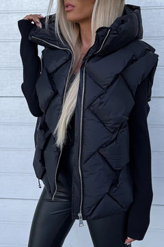 Stay Cozy & Stylish in Hooded Vest: Black