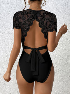 Sophistication Elegant Lace Backless Bodysuit: Exquisite Elegance