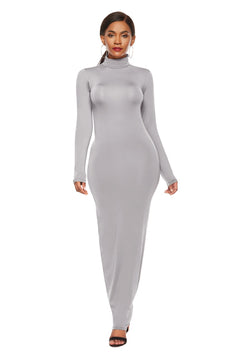 Elegant Maxi Dress with Mock Neck Sophistication