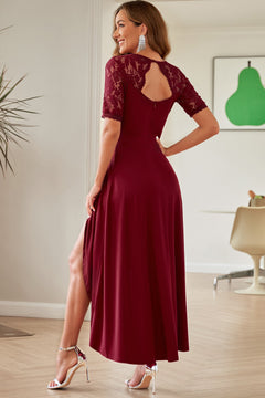 Elegant Lace V-Neck Dress: Sophisticated Sheer Pleasure