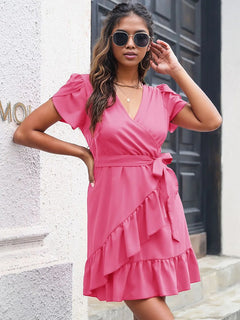 Luxurious Tied Surplice Elegance Dress