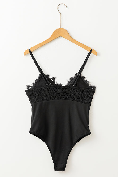 Black Scallop Lace Sleeveless Bodysuit