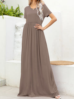 Chic Solid Maxi Dress: Highly Stretchy, Pockets