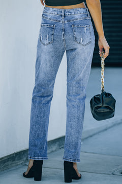 Sky Blue Chic Buttoned Pockets Jeans