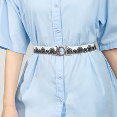 Elegant PU Toggle Clasp Elastic Belt: A Refined Adornment.