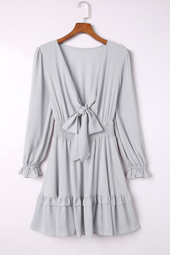 Sophisticated Gray Lantern Sleeve Dress