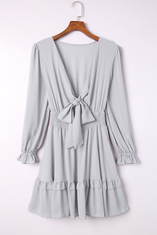 Sophisticated Gray Lantern Sleeve Dress