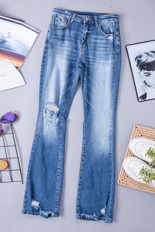 Blue Distressed Flare Jeans: Elevate your denim!