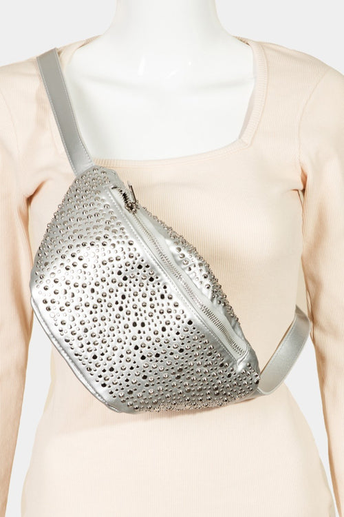 Fame Studded Crossbody Bag: An Intricate Elegance.