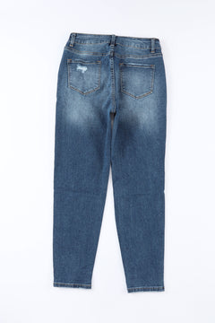 Blue High Waist Distressed Skinny Jeans