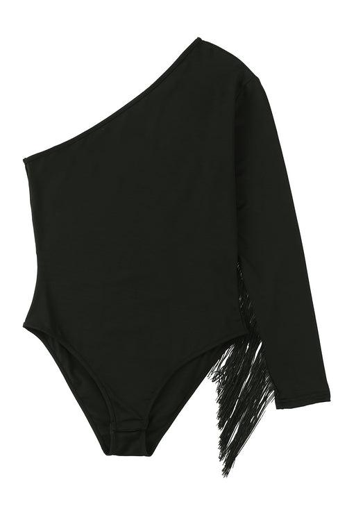 Cowgirl Fringed One Shoulder Bodysuit