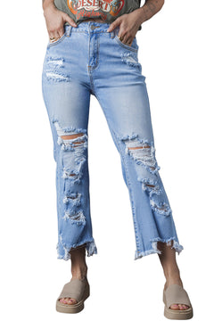 Sky Blue Distressed High Waist Jeans: Stylish!