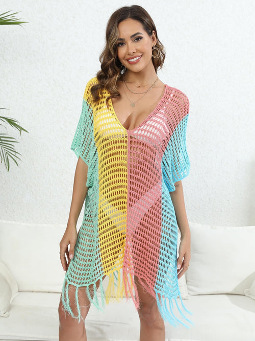 Enchanted Sunset Dream: Graceful Fringe Cover-Up