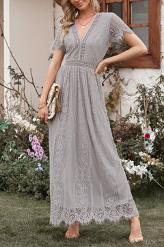 Pink Blue Fill Your Heart Lace Maxi