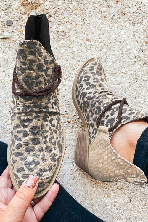 Leopard Elegance: Luxe Patchwork Heel Booties