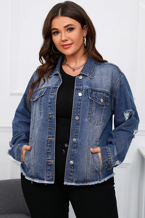 Charming Dark Blue Distressed Denim Delight