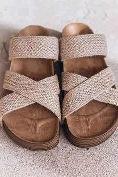 Luxury Beige Cross Criss Slip-On Slippers