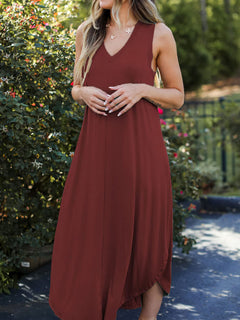 Opulent V-Neck Midi Tank Dress