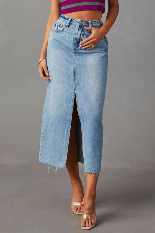 Effortlessly Chic Midi Denim Skirt: Your Essential