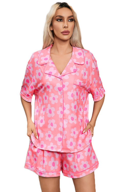 Pink Floral Dream Short Sleeve Pajama Set