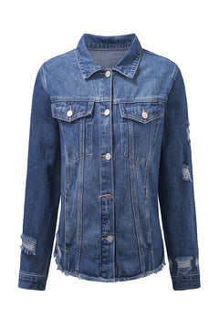 Blue Distressed Denim Jacket: Elevate Your Style!