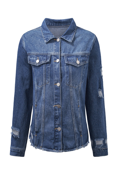 Blue Distressed Denim Jacket: Elevate Your Style!