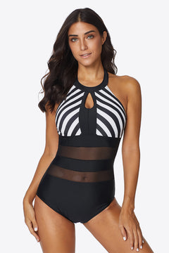 Enchanted Seas: Dreamy Halterneck Mesh Swimsuit