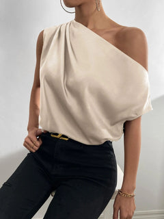 Effortlessly Stylish Ruched Single Shoulder Blouse! 🌟