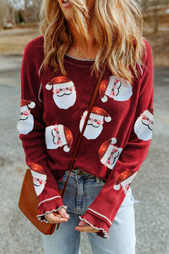 Sparkly Santa Sequin Long Sleeve Top