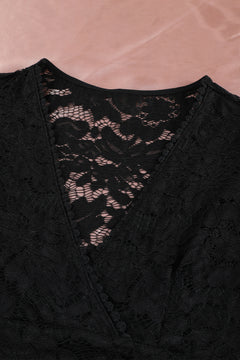 Sheer Lace Elegance: V-Neck Bodysuit