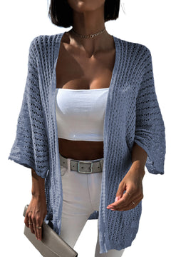 Sky Blue Enchanted Hollow Knit Kimono Cardigan