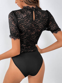 Sophisticated Lace Mock Neck Bodysuit