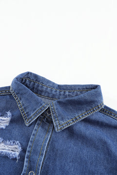 Denim Delight Distressed Shirt: Elevate Your Style