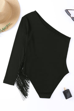 Cowgirl Fringed One Shoulder Bodysuit