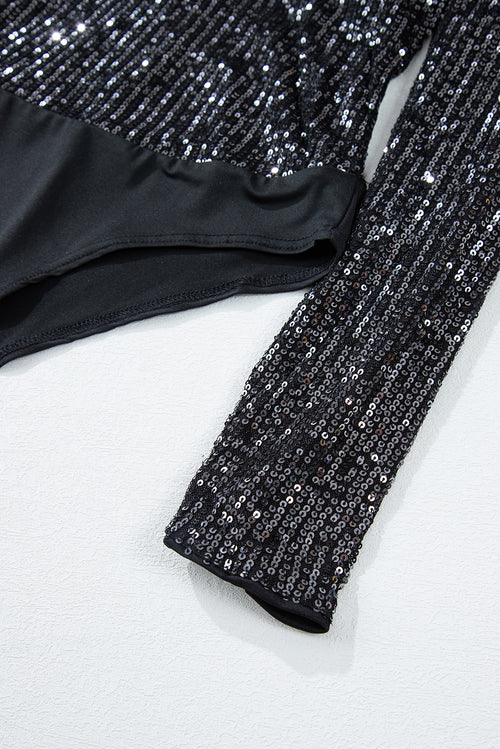 Sparkling V Neck Bodysuit: Party Ready!