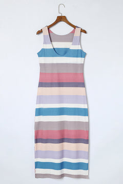 Sophisticated Striped Sleeveless Maxi Dress