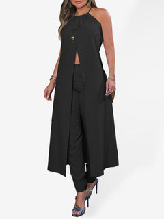 Chic Halter Neck Top & High Waist Pants