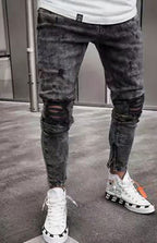 Men's Rugged Slim Ripped Jeans: Hemingway-style Cool