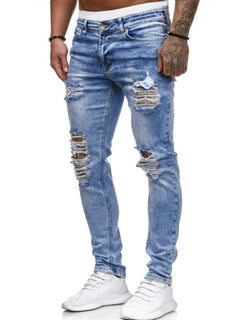 Men's Frayed Slim Fit Long Jeans: Riveting.