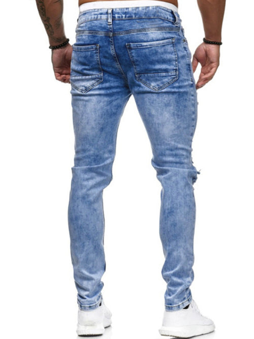 Men's Frayed Slim Fit Long Jeans: Riveting.