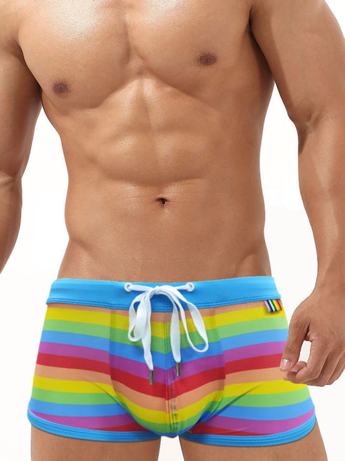 Stand Out: Rainbow Slit Boxer Swim Shorts