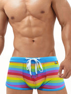 Stand Out: Rainbow Slit Boxer Swim Shorts