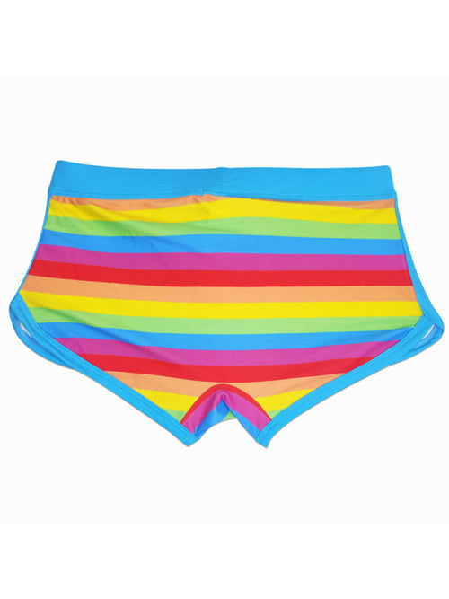 Stand Out: Rainbow Slit Boxer Swim Shorts