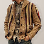 Luxury Jacquard Lapel Sweater Jacket for Men