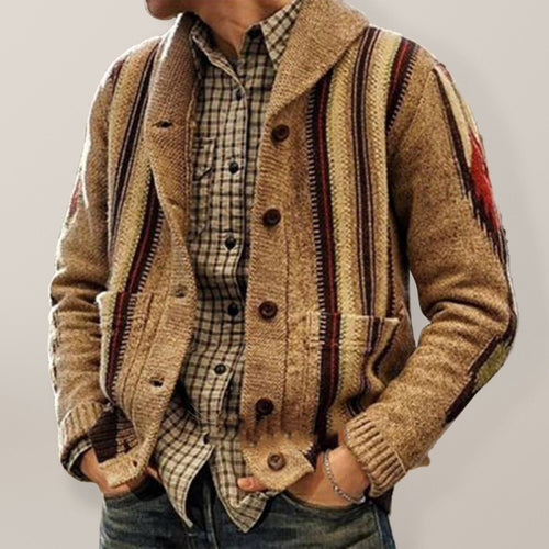 Luxury Jacquard Lapel Sweater Jacket for Men